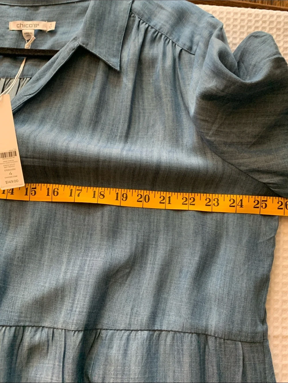 Chico's Blue Chambray Tencel Tiered V-Neck Maxi Dress Plus size 20 - Picture 12 of 15